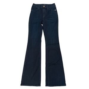 Express High Rise Flare Jeans Dark Wash 4 Small Hyper Stretch Casual Everyday